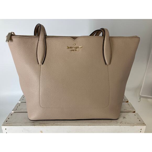 KATE SPADE NUDE, BONE COLOR PEBBLED LEATHER SHOULDER BAG - Picture 3 of 16